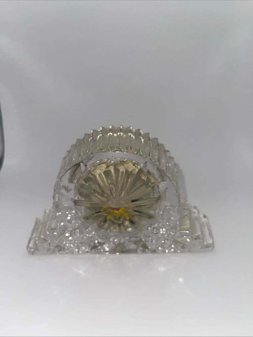 Teleflora Gift 24% Lead Crystal Desk Clock 4.5”x3”x1 New Battery Made in Taiwan